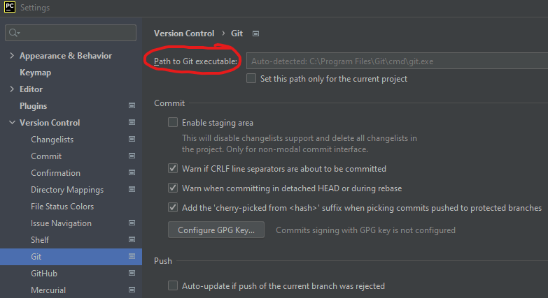 Configuración de Git en Pycharm