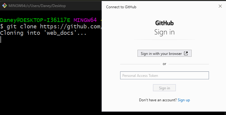 Registro de token GitHub desde local