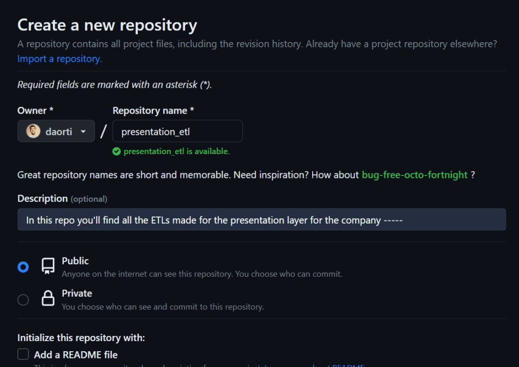 Creación de nuevo repositorio desde GitHub